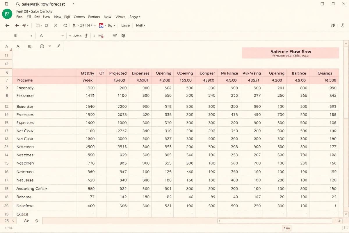 Cash Flow Forecast Dashboard Excel dashboard preview for salon owners