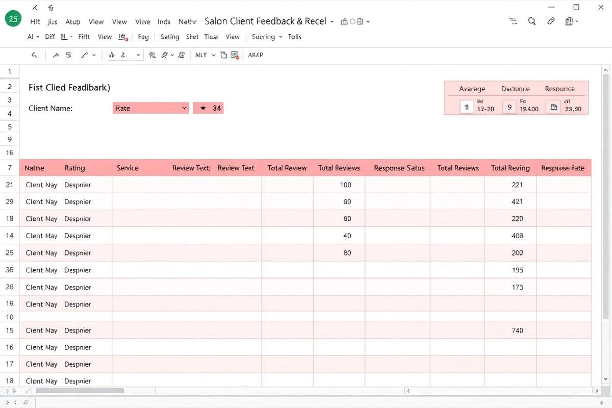 Client Feedback & Reviews Tracker Excel dashboard preview for salon owners