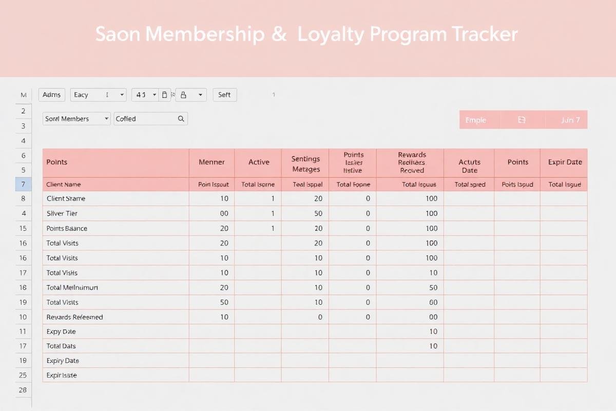 Membership & Loyalty Program Excel dashboard preview for salon owners
