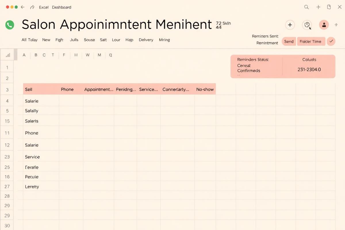 Appointment SMS Reminder System Excel dashboard preview for salon owners