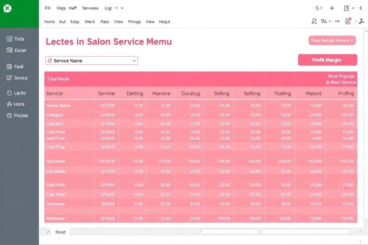 Service Menu & Price List Designer Excel dashboard preview for salon owners